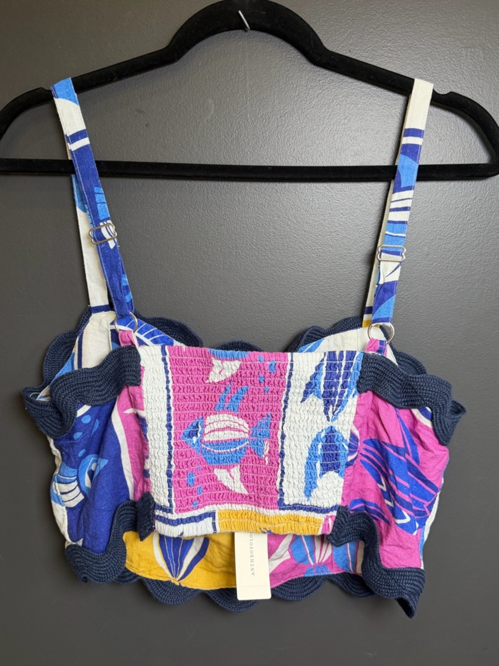 Anthropologie NWT Celandine Scallop Square-Neck Crop‎ Tank Top Size Large - Picture 5 of 9
